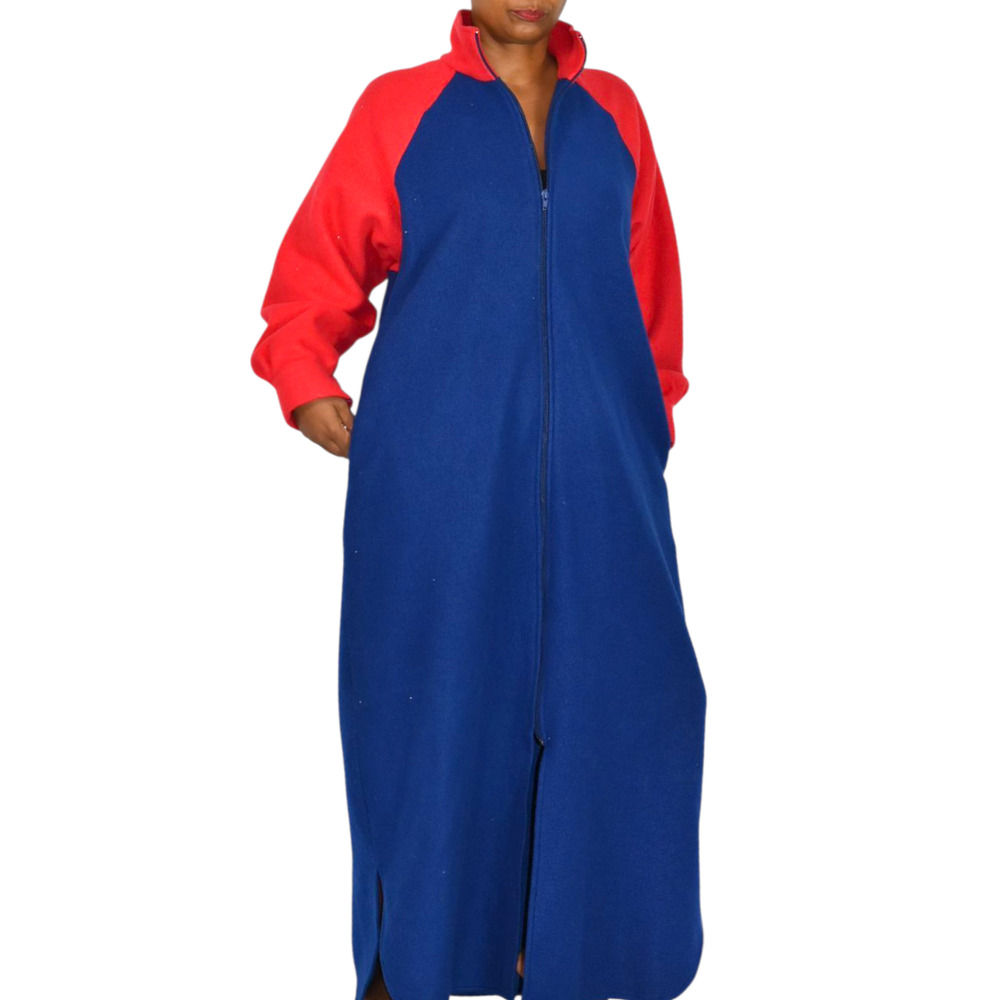 Herbcraft Vintage Lounger Robe Blue Fleece Fuzzy Housecoat Muumuu Lounge Large
